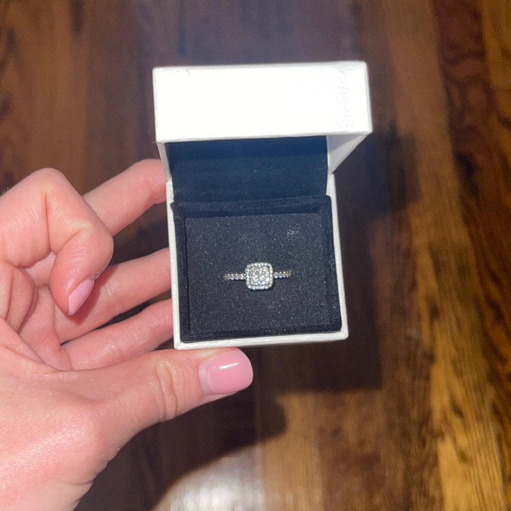 Pandora Square Sparkle Halo Ring